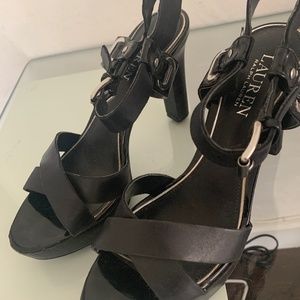 Ralph Lauren Lauren high heel sandals, black, size 7B